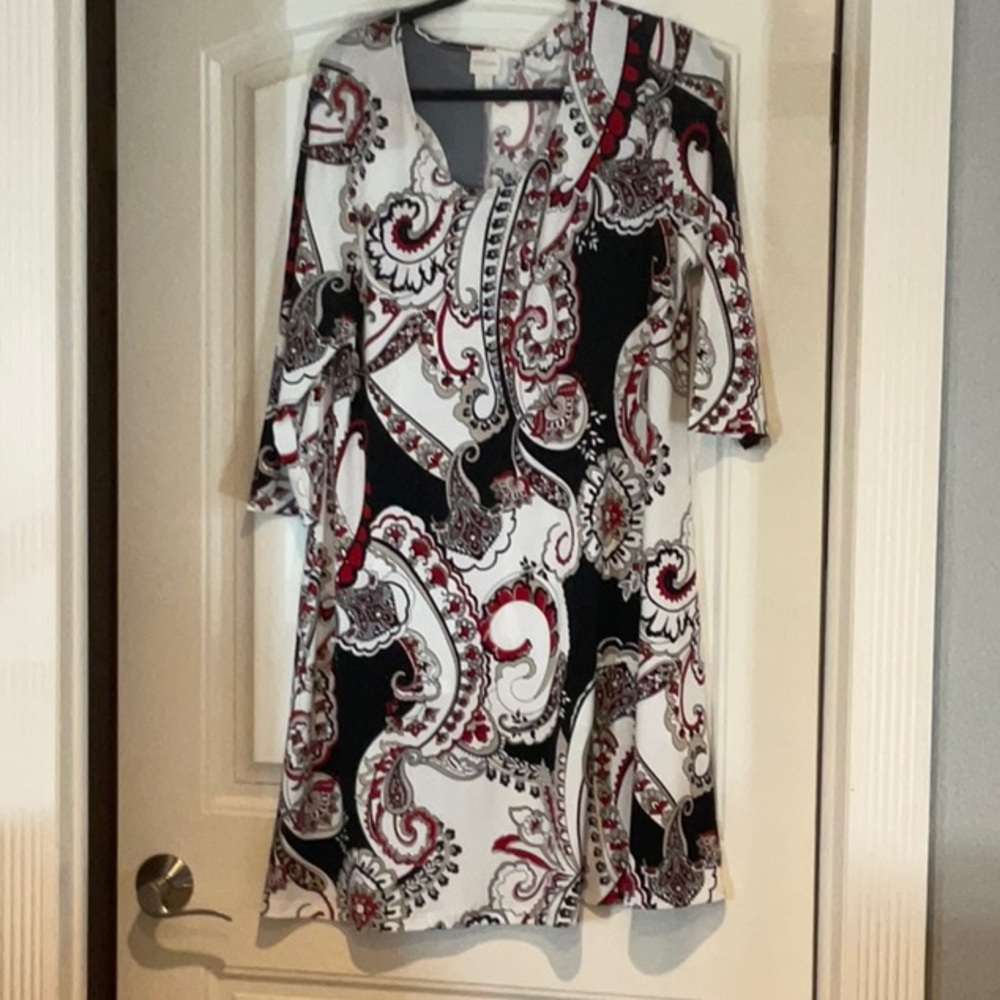 Paisley Print Dress with 3/4 Sleeves